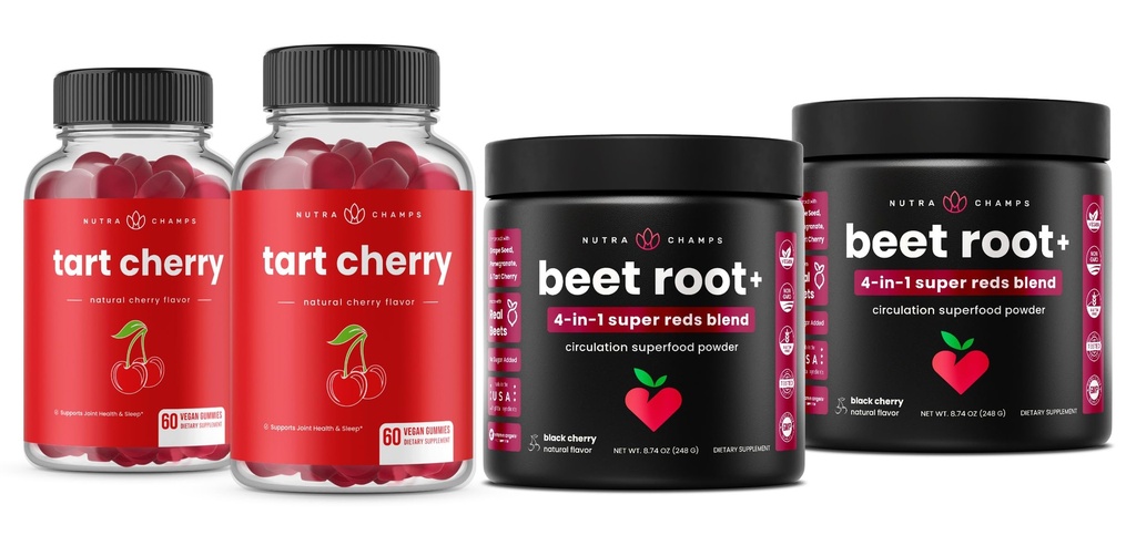NutraChamps Tart Cherry Gummies & Beet Juur Pulber