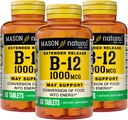 MASON LOODUSLIK B-12 1000Mcg Tsüanokobalamiini laiendatud vabastavad tabletid, 60-pudelid (3. pakendis)