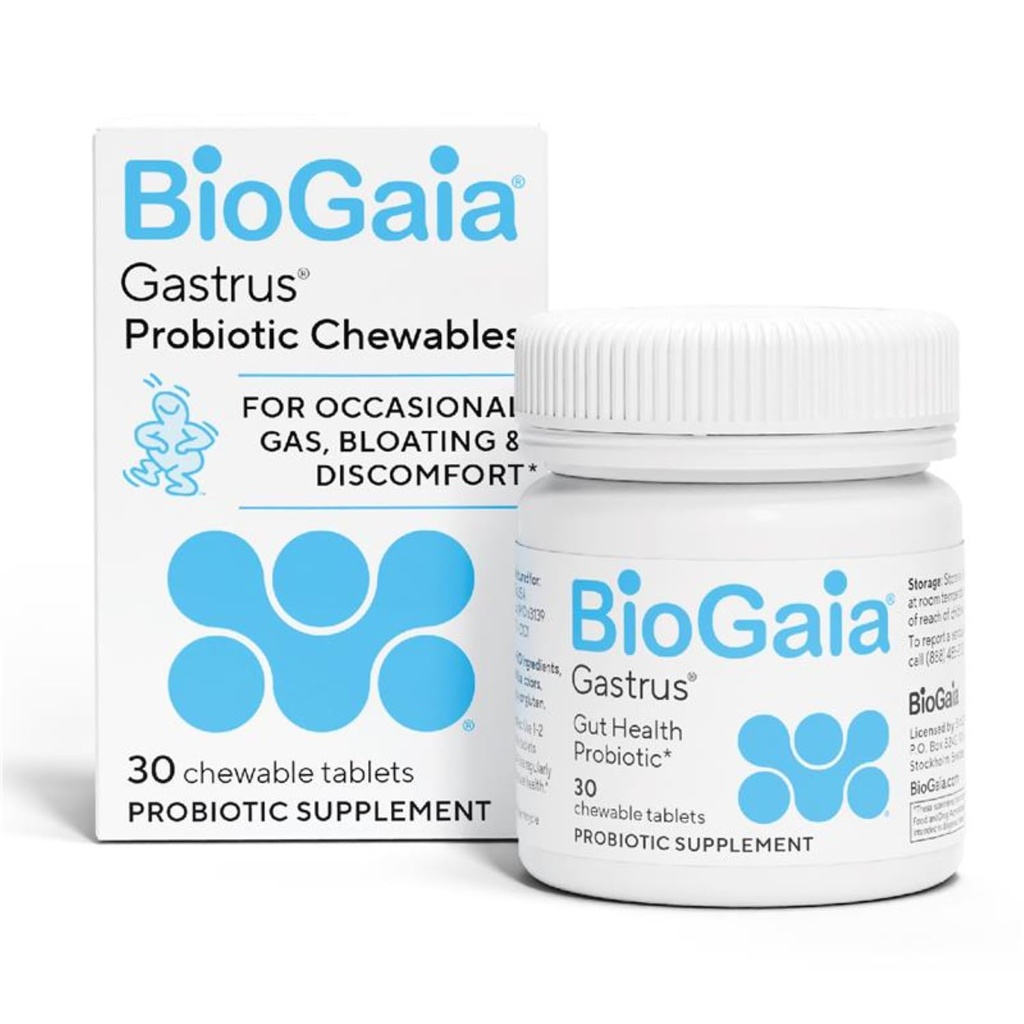 BioGaia Gastrus Gut Health Probiootikum | leevendab kõhuõõne ebamugavust, gaasi ja puhitust | edendab korrapärasust ja tervislikku soolestikku | aitab kaasa tasakaalustatud mikrobioomile | 30 aastat uurimistööd