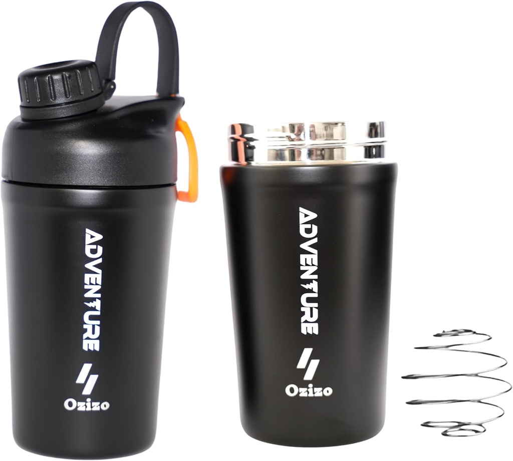 Ozizo valgu segamise karikas valgusegudele - 20 Ounces roostevabast terasest valgu raputaja pudel, isoleeritud, lekkekindel, lõhnakindel, väike armas jõusaali segisti meestele, naistele, poistele, tüdrukutele, kuumadele ja külmadele jookidele