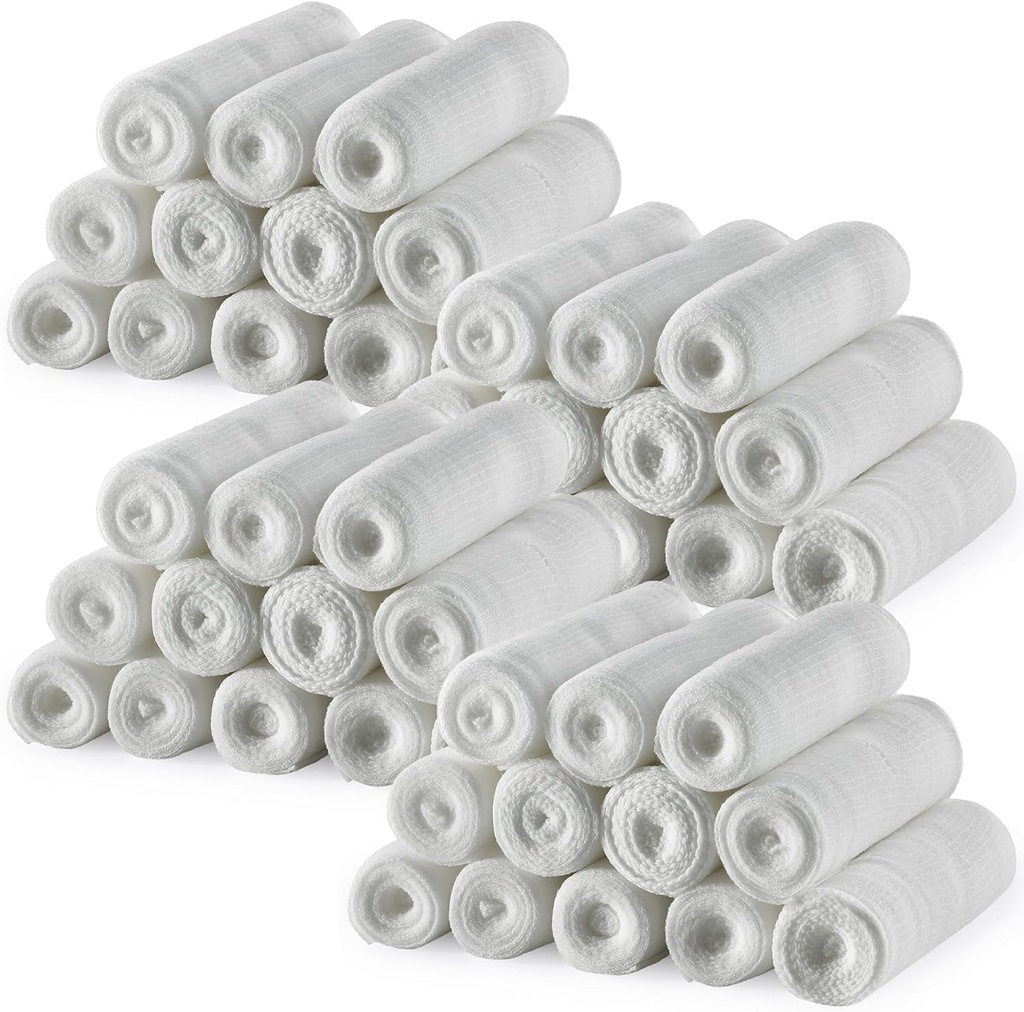 MEDca Gauze Bandage Rolls - 48 Pack, 4 in x 4.1 Yards, Medical Grade Gauze ja Stretch Bandage haavade riietumiseks ja esmaabi komplektiks