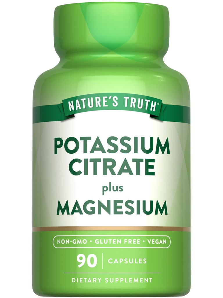 Nature's Truth Kaalium Magneesium tsitraatkapslid | 90 Count | Vegan, Non-GMO & Gluteenivaba toidulisand
