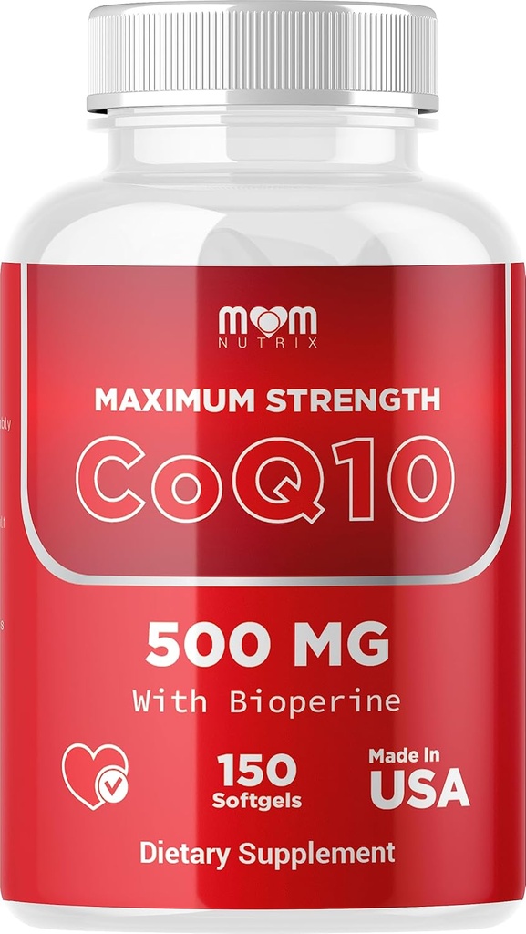 Dr JOEL's MOM Nutrix CoQ10 500mg – Cellular Energy Production Support – Best Absorption with Bioperine – 150 Softgels – Made in USA
