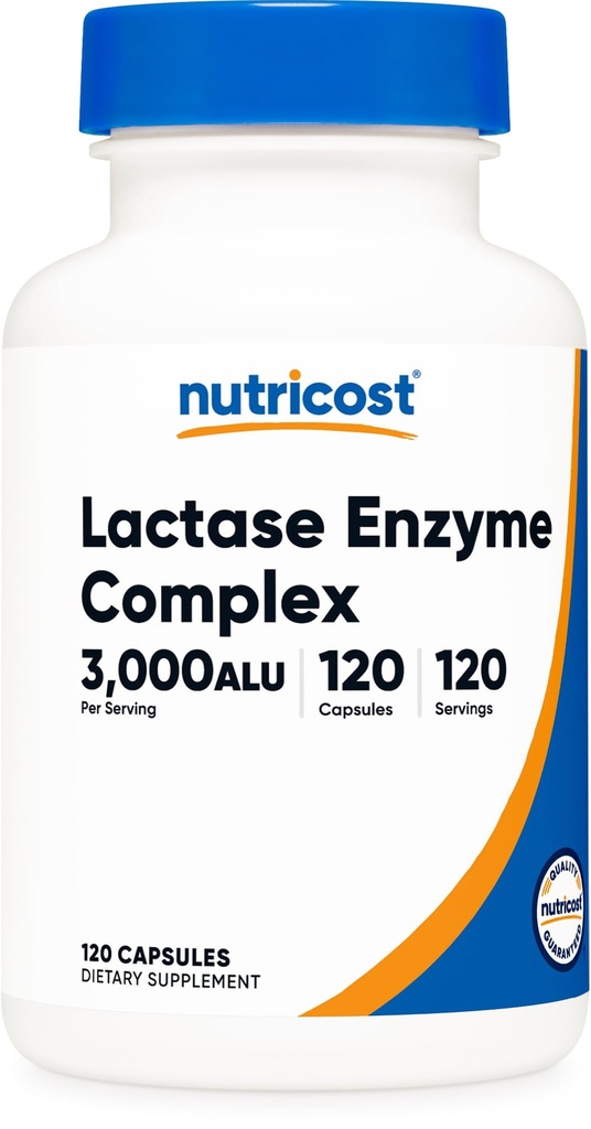 Nutrikost laktaasi ensüümi kompleks 3000 FCC ALU, 120 taimekapslit - mitte-GMO, gluteenivaba, 120 serveerimist