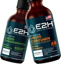 E2H: vedel klorofüll ja vedel kurkumi kurkumiin | vegan, mitte-GMO - 2 Fl Oz iga (4 Fl Oz kokku) - komplekt