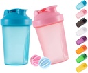 Shaker Bottle Protein Shakes ja 16-Ounce / 400ML Shaker-Bottle viskipallidega, mitte-BPA plastik (sinine + roosa (2PCS))