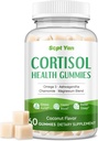 Kortisooli täiendused naistele ja meestele, kellel on fosfatidüülseriin, magneesium, ashwagandha, vitamiinid, kortisooli detox-rahulikud kummid une lõõgastamiseks stressi leevendamiseks, suhkruvaba, 30-päevane veganvarustus