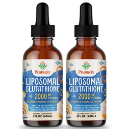 Prunucis 2000MG Liposomal Glutathione Liquid, 98% Absorption, Active Form L-Glutathione Supplement, Vegan Friendly, Powerful Antioxidant Complex for Immune System, Aging Defense, Detox, 4 FL.OZ