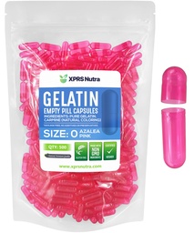 XPRS Nutra suurus 0 Tühjad kapslid - 500 Krahv Tühjad želatiinkapslid - Pillid DIY kapsli täitmine - Puhas Veise geel kapslid Do-It-Yourself täiendused (Azalea Pink)
