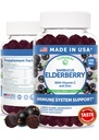 Lunakai USA Made Black Sambucus Elderberry Gummies täiskasvanutele ja lastele vitamiin C & tsink - Immuunsüsteemi tugi, antioksüdandid, Non-GMO, 60 Gummies