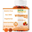 SHIFAA TOITAINE Taimetoitlane D3-vitamiin Kummid täiskasvanutele ja lastele | 45-90 Servings, 2000IU / 1000IU | Mitte-GMO, Gluteenivaba, želatiinivaba | Toetab luud, lihased ja immuunsüsteem Halal Vitamiinid
