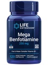 Elu pikendamine Mega Benfotiamiin, 250 mg, tiamiini rasvlahustuv vorm, tervislik ainevahetus, ülibiosaadav vitamiin B1, kõrge potentsi, gluteenivaba, mitte-GMO, taimetoitlane, 120 kapslit