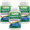 Parimad looduslikud vitamiinid B-12 kui metüülkobalamiin (metüül B12), 6000 mcg 60 keelealused tabletid (60 loendit (3 pakendit))