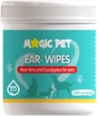 Koerte kõrvapuhastajad – 120 harjamispühkimist W/Aloe Vera & Eucalyptus – õrnad 99% vee lemmikloomade kõrvaklapid lõhna ja vaha eemaldamiseks – Otic Dogs & Cats Ears Cleanser Itch-free Lemmikloomade hooldusvahendid
