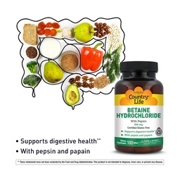 Betaiinvesinikkloriid pepsiiniga, 600 mg, 100 tabletti, sertifitseeritud gluteenivaba