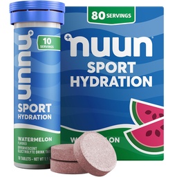 Nuun Sport elektrolüüt tabletid magneesiumi, kaltsiumi, kaaliumi, kloriidi ja naatriumi, gluteenivaba & vegan, arbuus, 8 pakendit (80 Servings Total)