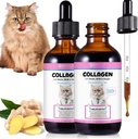 2Pack Vedel kollageen kassidele, kollageen kassidele 2 fl.oz, naha- ja karvalisand kassidele, sügelemine allergiaga kassidele, koos veiste kollageeni, biotiini, MSM-i, ingveri, kollageeniga kasside tilkadele