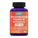 VANI B1-vitamiin 750 mg benfotiamiiniga, 2 : 1 täiustatud valem - rasv ja lahustuv tiamiin B1 lisand | 120 kapslit | gluteenivaba