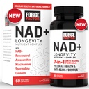 FORCE FACTOR NAD+ (NMN või nikotiinamiid Riboside Alternative) koos Resveratrooli, Astaksantiini, Spermidiini ja Luteolini kompleksiga, NAD raku tervise ja tervisliku vananemise toetamiseks, 60 kapslit