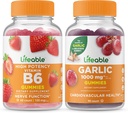 Elujõuline vitamiin B6 + küüslauk 1000mg, Gummies Bundle - suurepärane maitse, vitamiinilisand, gluteenivaba, GMO-vaba, närimiskõlblik