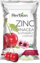 HERBION Naturals Tsink, Echinacea ja C-vitamiin Lozenges 25 CT, toidulisand täiskasvanutele ja lastele 5+, edendab heaolu kogu perele, 25 krahv, kirss, pakend 1
