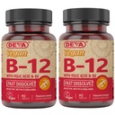 DEVA Vegan Vitamiin B12 Kiire lahustuv täiendus - Kord päevas kompleks 1000 Mcg Metüülkobalamiin B12, foolhape, B6 - Sidrunimaitse - 90 lahustuvat tabletti, 2-Pack