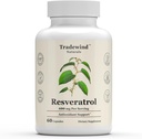 Resveratrool 600mg - vegan - mitte-GMO - tervisliku vananemise ja südame-veresoonkonna tervise toetamine - antioksüdantide rikas - 60 köögiviljakapslit