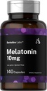 Horbäach Berkshire Labs Melatoniin 10mg | 140 Kiiresti vabastavad kapslid | Eriti tugev valem | Mitte-GMO, Gluteenivaba täiendus