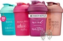 GOMOYO [4-Pack] 20 oz Protein Shaker pudelid | Naiste Shaker Cups Protein Shakes | Väike Blender Shaker Bottle Set | Nõudepesumasin Ohutu 4x Wire Mixers | Roosa, Purple, Teal, Rose
