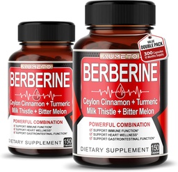 Berberine Supplement - Täiustatud Ceylon kaneel, kurkum, piimaohakas, Mõru melon seedimist, immuunsuse ja kaalu haldamise tugi (150 loe (pakk 2))
