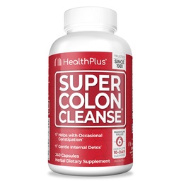Health Plus Super Colon puhastab 60-päevase pakkumise õrn soolestiku puhastamiseks, Psyllium Husk, kõhukinnisuse leevendamiseks probiootikumid ja seedetrakti tugi, 240 kapslit
