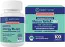 WELMATE Total Respiratory Health Bundle: Allergy Relief Fexofenadine HCl 60mg (100 Ct) 12-tunnine mitteuimastav antihistamiin + maksimaalne limatugevus DM 1200mg Guaifenesiin & 60mg DXM (100 Ct)
