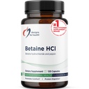 Designs for Health Betaine HCl koos pepsiiniga - 750 mg betaiinvesinikkloriidi + valgu seedeensüümi - mitte-GMO toidulisand seedetrakti funktsiooni toetamiseks (120 kapslit)
