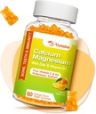 Kõrge imendumine Kaltsiumkummid, Suhkruvaba Kaltsium Magneesium Täiendus Kaalium D3-vitamiin meestele ja naistele - Vegan, Oranž Maitse 60 Ct