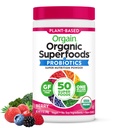 Orgaanilised rohelised pulber + 50 Superfoods, Berry - 1 miljard probiootikume seedetrakti tervise jaoks, antioksüdandid, vegan, taimepõhine, gluteenivaba, mitte-GMO, roheline mahl ja smuutijoogi segu - 0,62 lb