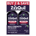ZzzQuil Liquid , Max Strength Pain Reliever , Nighttime Sleep Aid Vequid , Acetaminophen 1000mg , Difenhüdramiin 50mg HCI , Non- Habit Forming , Midnight Berry Flavored , 2 Pack , 24 FL OZ