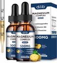 Magneesiumglütsinaat Vedelik tilgad 500mg - kolmekordne magneesiumkompleksi lisand tsitraadi, malaadi, ashwagandha, L-Theanine, vitamiin B6 une, stressi leevendamiseks, lihased, ananassi maitse 4 Fl Oz