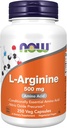 NOW L-arginiin 500 mg 250 Veg kapslid (pakendid võivad erineda)