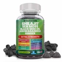 Shilajit Gummies with Irish Sea Moss Black Seed Oil Ashwagandha Ginger Elderberry Vitamiin D3 Chlorophyll Turmeric Bladderwrack Advanced Streng Formula vaik Shilajit meestele ja naistele