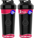 2 PAKK, Topelt 24 oz Shaker pudelid võimsate traatvisetega valgusegudele | Lekkekindel Blender Shaker pudelid (must) | BPA-Vaba & Nõudepesumasin Ohutu | Shaker Cup Protein Shakes