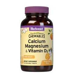 Bluebonnet Nutrition Calcium Magnesium Plus Vitamiin D3 Maamagus, Luude Tervis & lihaste lõõgastus, Sojavaba, Gluteenivaba, Kosher, Piimavaba, 90 Orange Vanilla Maitsestatud närimistabletid
