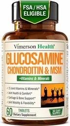 Glükoosamiin Chondroitin MSM Supplement – Advanced Joint Supplements for Men and Women w / Glükosamiini Sulfate 1000mg, Kondroitiin Sulfate & MSM, Vitamiin B12 ja rohkem Joint Health – FSA Abikõlblikud