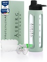 2. 0 Fitness | Klaasist valmistatud valgušokk | Valgušokk | Joogipudel | spiraalpalliga | 24 oz (Pastel Green)
