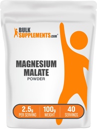 BulkSupplements.com Magneesiummalaatpulber - magneesiumilisandid, kõrge biosaadavus - maitsestamata & gluteenivaba, 2,5 g serveerimise kohta, 100 g (3,5 oz) (pakk 1)
