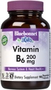 Bluebonnet Nutrition Vitamiin B6 köögiviljakapslid, 200 mg, südame-veresoonkonna ja närvisüsteemi tervise jaoks, sojavaba, gluteenivaba, Kosher, piimavaba, vegan, mitte-GMO, 90 köögiviljakapslit, 90 serveerimist