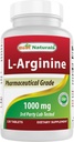 (Uus täiustatud valem) Parimad looduslikud L-arginiin 1000 mg 120 tabletti - farmatseutiline aste L Arginiini lisand soodustab lämmastikoksiidi sünteesi