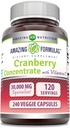 Amazing Formulas Cranberry Kontsentraat 30 000 mg C-vitamiini täiendusega | Veggie kapslid | Super Tugevus | Mitte-GMO | Gluteenivaba | valmistatud USAs (1 Pack, 240 Count)