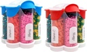 Extra Large Pill Organizer Daily, Weekly, Monthly Supplement Bottle, Cute Blossom Pill Dispenser with 7 XL Compartments (2 Pack Combo) (Light Blue and Red)