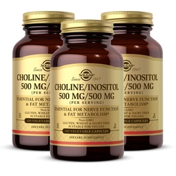 Solgar koliin / inositool 500 mg / 500 mg, 100 köögiviljakapslit - energia ainevahetus, maksa tervis, aju ja närvifunktsiooni jaoks hädavajalik - mitte-GMO, vegan, gluteenivaba, piimavaba, Kosher - 50 serveerimist
