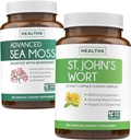 Sea Moss & St. John's Wort (2-kuuline pakkumine) Mood Moss Blend - Orgaaniline Iiri Sea Moss - Toores Vegan Supplement (180 kapslit) & Naistepuna võimas 900mcg Hüperitsiin Vegan Non-GMO (180 kapslit)
